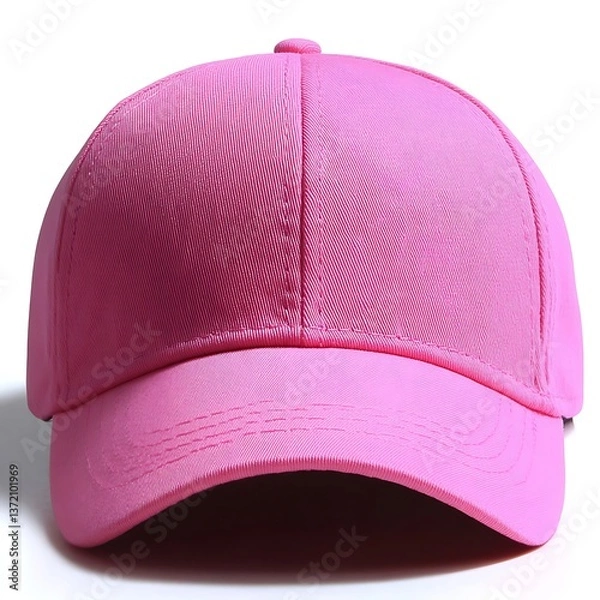 Fototapeta A close up frontal studio shot of a solid pink cap