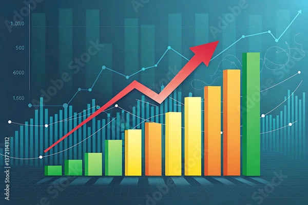 Fototapeta business graph with arrow