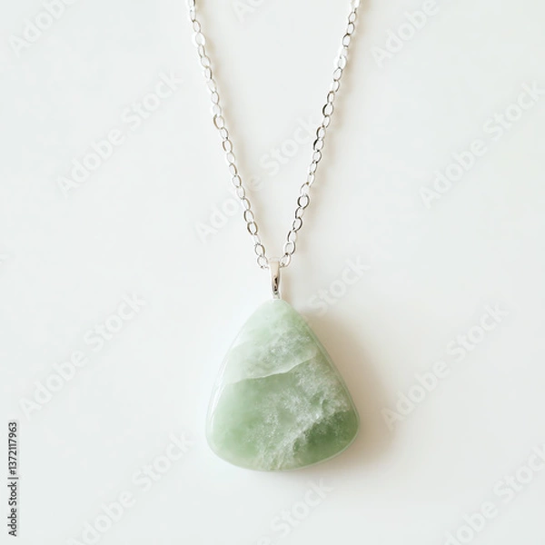 Obraz Elegant jade pendant necklace on a delicate chain.