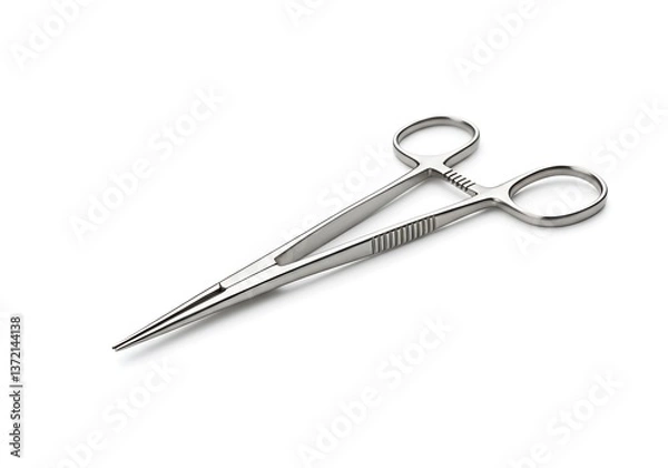 Fototapeta Surgical Needle Holder on White Background for Medical Procedures and Healthcare