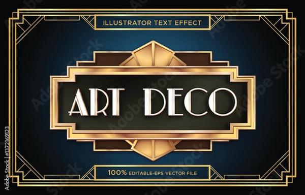 Fototapeta luxury gold art deco text with frame