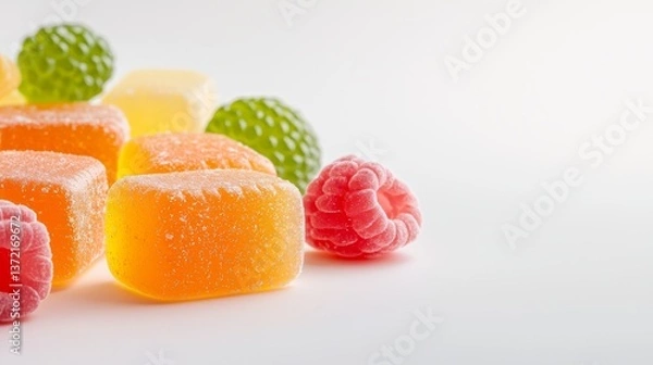 Fototapeta A vibrant pile of colorful gums with assorted flavors, sweet treat for candy lovers