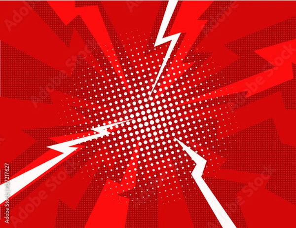 Obraz Red lightning explosion pop art comic style background