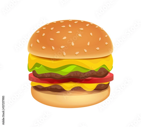 Fototapeta Icon of Colorful Tasty Burger