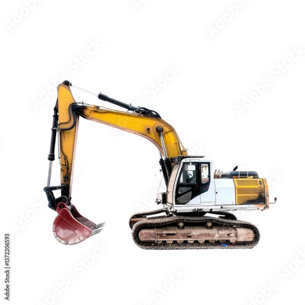 Fototapeta Heavy Excavator Machine for Construction and Earth Moving Operations in Urban Environments