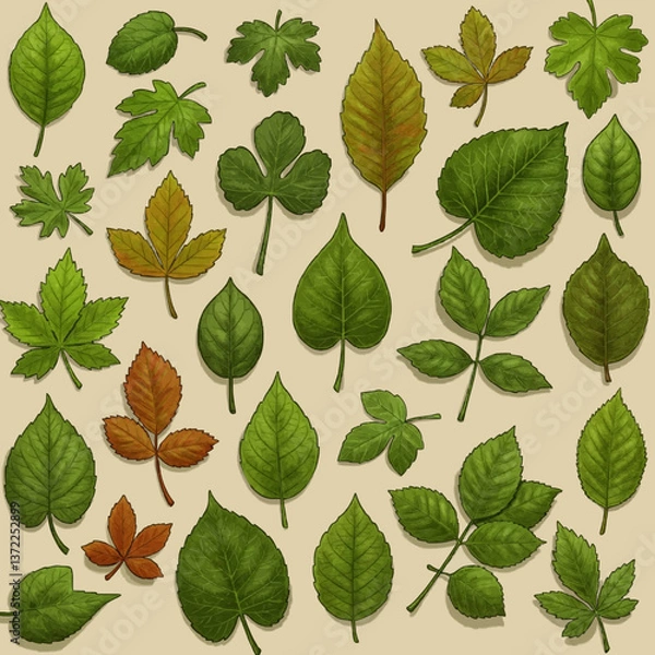 Fototapeta attern with colorful leaves