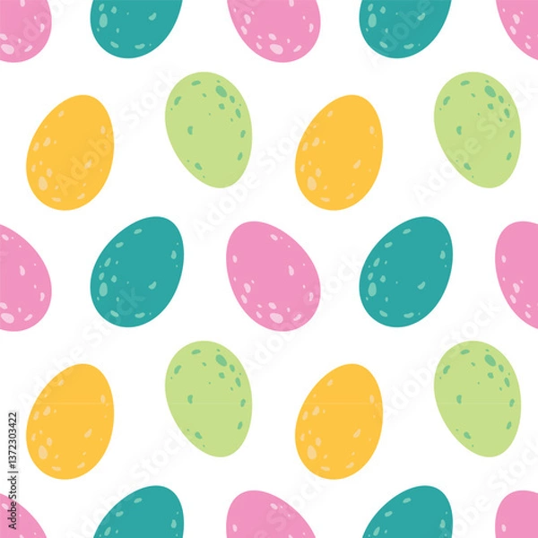 Obraz seamless easter eggs pattern, colorful easter eggs on white background vector illustration, design for easter decoration, prints,wrapping paper, textile, wallpaper, banner, backdrop,cards