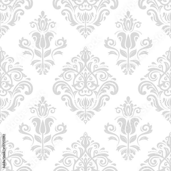 Fototapeta Elegant classic pattern. Seamless abstract background with repeating elements. Light silver pattern
