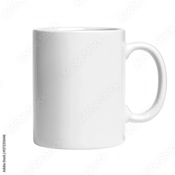 Fototapeta a clean white ceramic mug, showcasing a sleek and simple design. Perfect for mockups and various creative projects. 