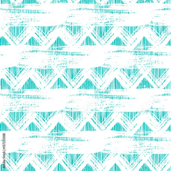 Fototapeta Seamless ethnic zigzag pattern with brushstrokes