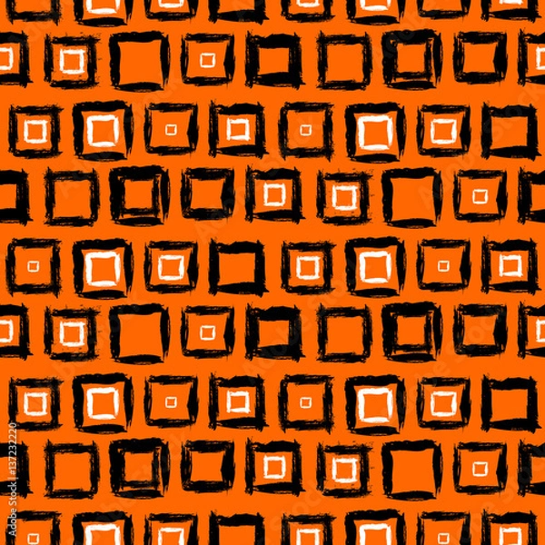 Fototapeta Geometric pattern with small hand painted squares