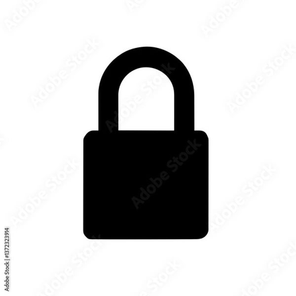 Fototapeta Minimalist black silhouette of a padlock symbolizing security and privacy
