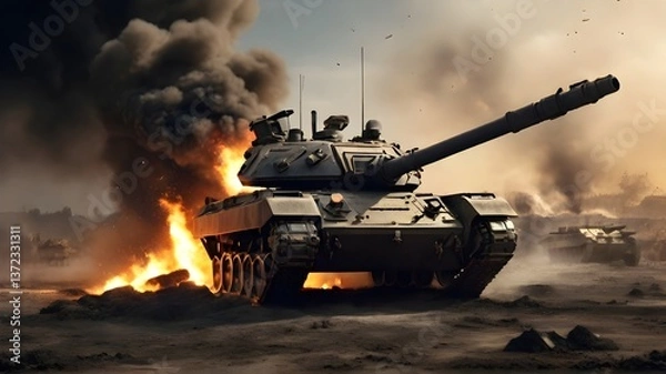 Obraz military tank in the desert