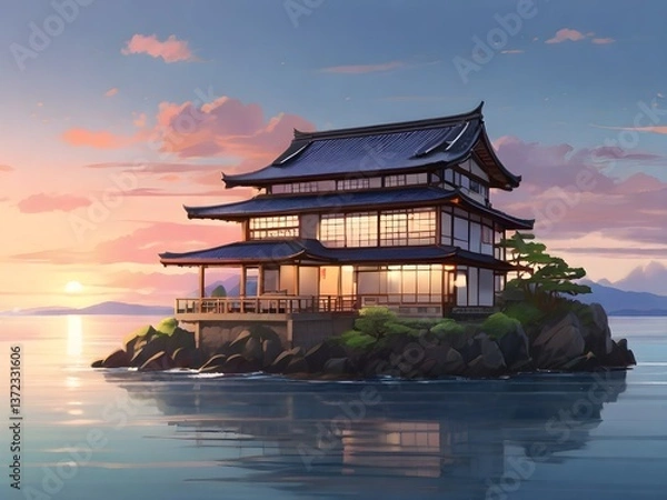 Obraz chinese temple in the morning