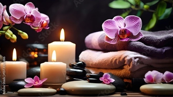 Obraz spa setting with orchid