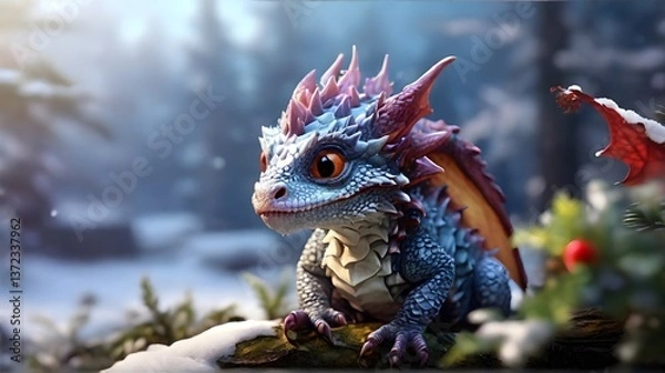 Obraz close up of a head of a red dragon
