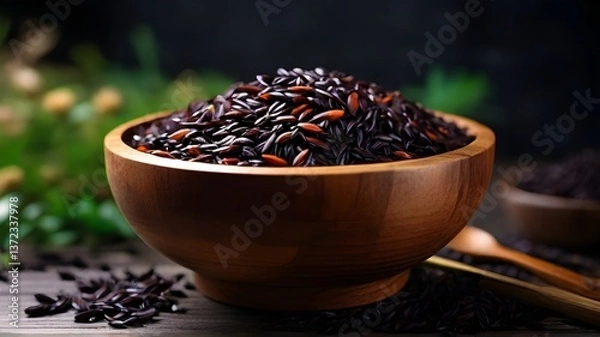 Obraz black and white beans in a bowl