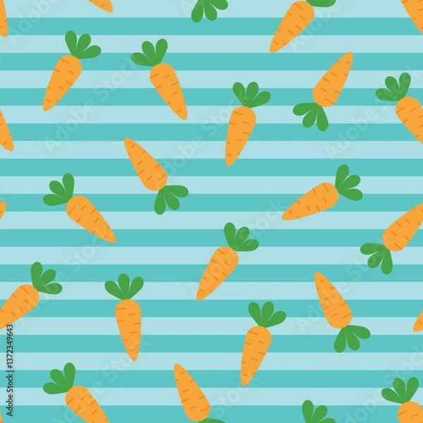 Obraz Seamless pattern with orange carrots on a striped background