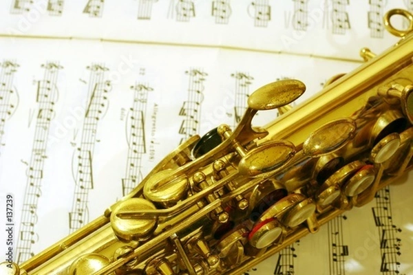 Fototapeta saksofon na nuty