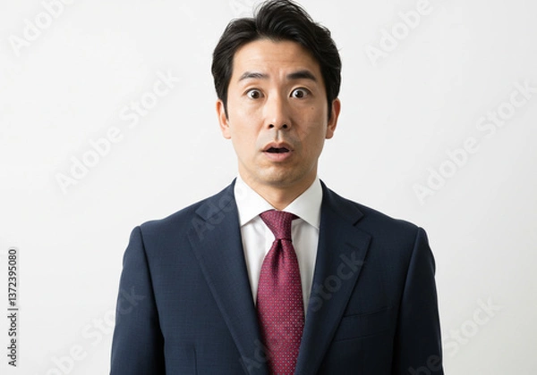 Obraz 驚く中年男性、ビジネスマン、スーツ、びっくり