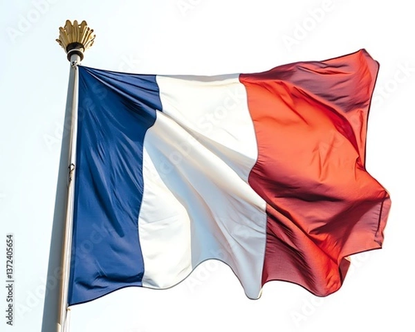 Obraz A national flag is waving proudly against a blue sky