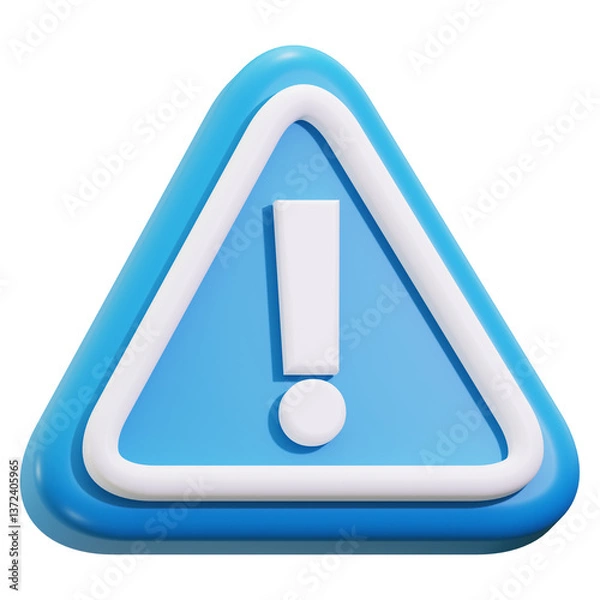 Obraz Caution sign alerts danger. Blue, white exclamation point. Suitable for safety announcements, hazard warnings, notification themes, attention grabbing concepts
