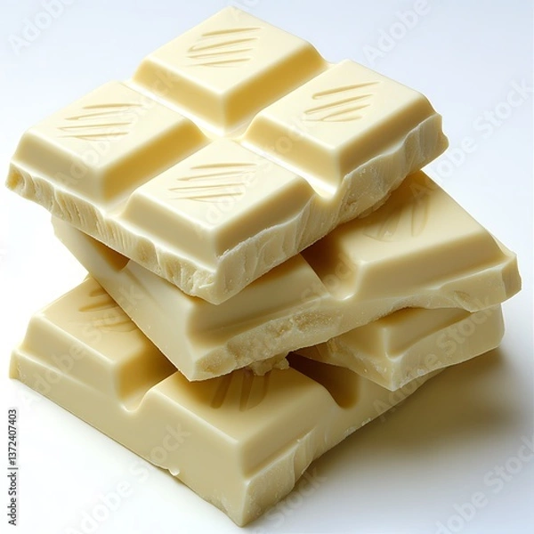 Obraz Delicious stack of white chocolate bars ready for consumption and enjoyment