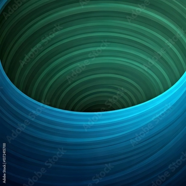 Fototapeta Concentric circles and arcs layered in electric blues and greens on a high-contrast background, AI Generated