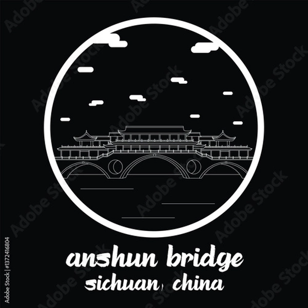 Obraz Circle Icon Anshun Bridge. Vector illustration