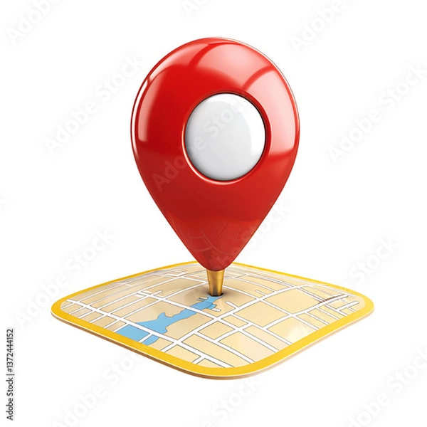 Fototapeta Red Pin Point - Map Address Location Pointer Symbol white and transparent background