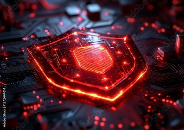 Fototapeta Digital Shield on Circuit Board