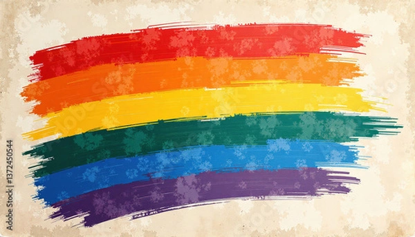Fototapeta Rainbow flag symbolizing pride and diversity on textured background  
