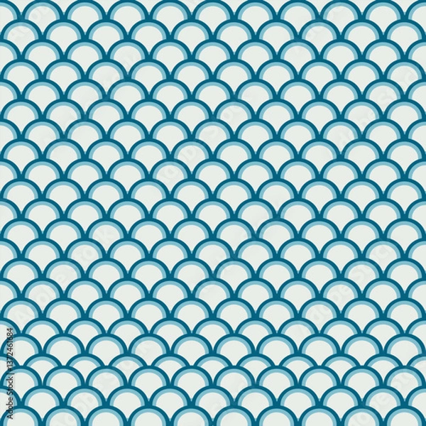 Fototapeta Abstract geometric seamless pattern overlapping half circles. Semi-circle colorful wave. Geometric curve texture for clothing, textiles, cards, stationery, phone cases, paper gifts, and wallpaper.