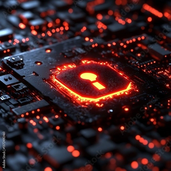 Fototapeta Cybersecurity Chip, Secure Data