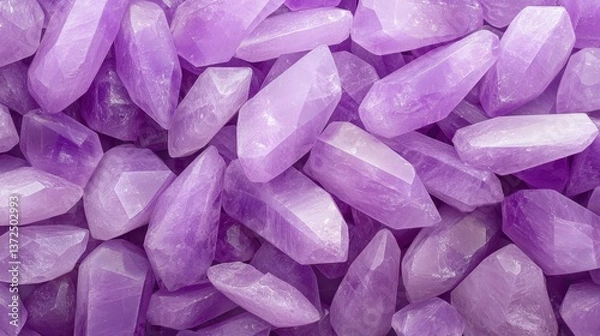Fototapeta Luxurious pile of sparkling purple crystals, visual treat for gemstone enthusiasts