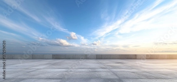 Fototapeta empty mocate rooftop floor summer sky 