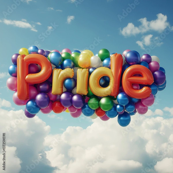 Obraz Celebrate LGBTQ pride with colorful balloons in the sky during a vibrant festival celebration
