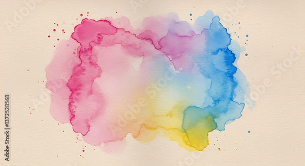 Fototapeta A soft watercolor ink splash on textured paper, with vibrant colors spreading in organic patterns.
