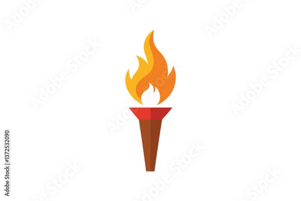 Fototapeta torch with flame on a white background