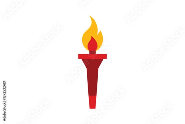 Fototapeta torch with flame on a white background