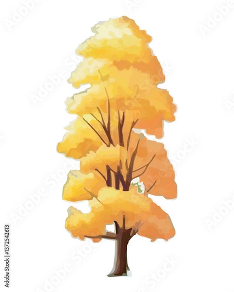 Fototapeta Whimsical cartoon illustration of a stylized autumn tree vector 