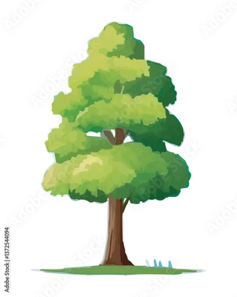 Fototapeta Cartoon Illustration of a Green Tree with a Brown Trunk
