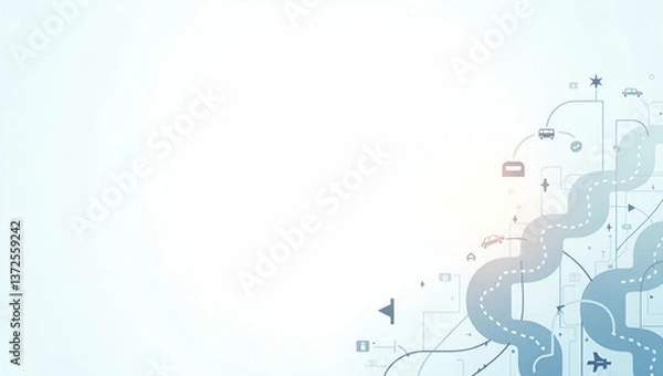 Fototapeta Minimalist Wallpaper Design: Cashless Public Transport Icons & Abstract Transit Lines for Secure Contactless Travel Solutions in Modern Urban Mobility