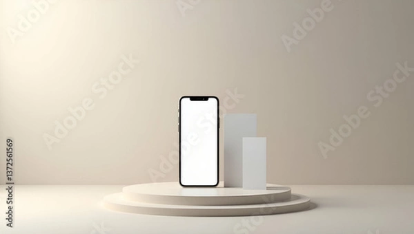 Fototapeta Professional Fintech Design: Streamlined App Transactions, Minimalist Backdrop, Branding Space, Simplified Payment Flows, Loyalty Programs, On-Demand Receipts, Digital Speed