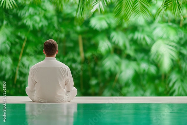 Obraz Meditation and relaxation in peaceful nature with serenity, calm, zen, and mindfulness