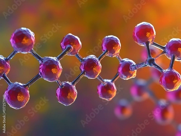 Fototapeta Detailed molecular model showing bonds and connected spherical atoms