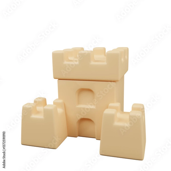 Fototapeta 3D Sandcastle Icon – Fun Beach Activity for Summer"