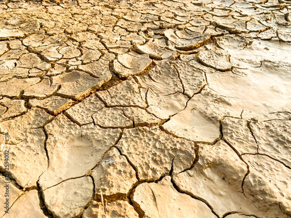 Obraz Pictures of effects from climate change,concept dry ground with out water.