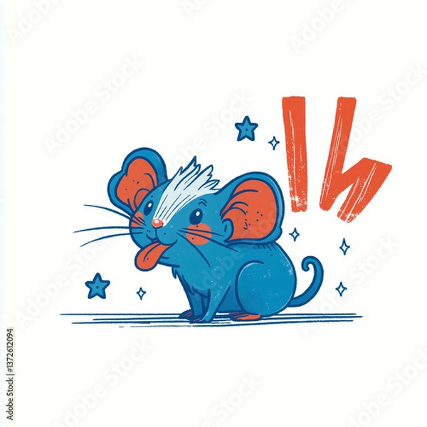 Obraz Charming Minimalist Dumbo Rat Illustration