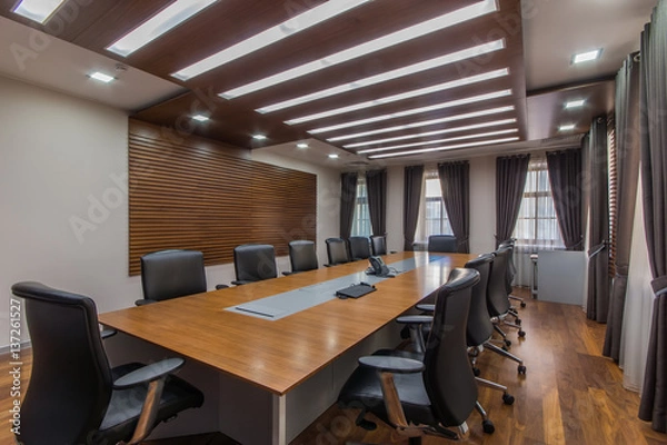 Obraz Modern meeting room with solid wood table